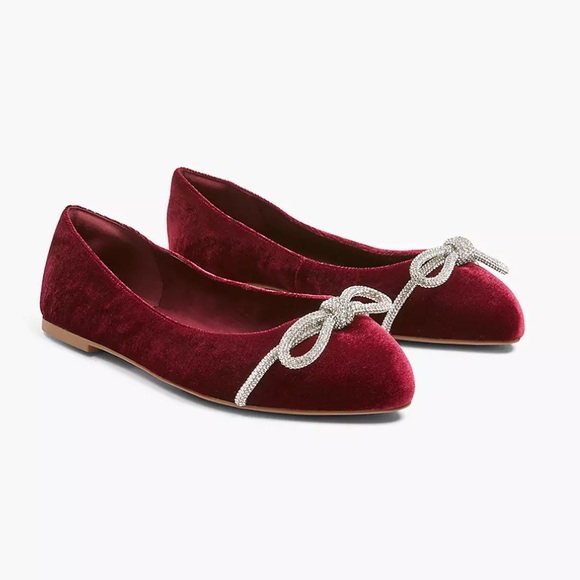 Lane Bryant Shoes - LANE BRYANT NWT Women’s Size 9W Red Velvet Dream Cloud Ballet Flats Silver Bow